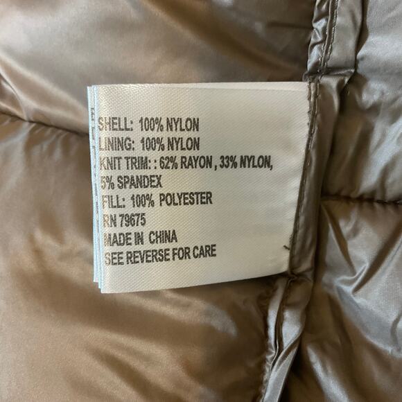 Michael Kors Quilted Puffer Coat Size Medium Brown Mid Length Packable Jacket - Picture 11 of 13